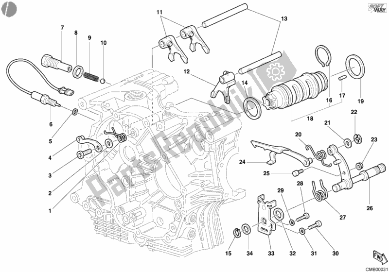 All parts for the Shift Cam - Fork of the Ducati Superbike 748 R Single-seat 2002